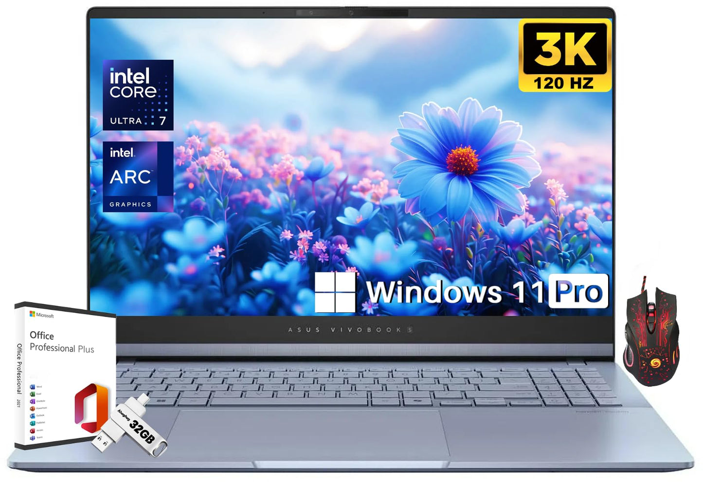 Asus Vivobook S 15 Laptop, 15.6'' 3K 120Hz Oled Rgb Color Gamut, Intel Ultra 7 155H, 16 Gb Ddr5, 2 Tb Ssd, Wifi 6E, Backlit Keyb