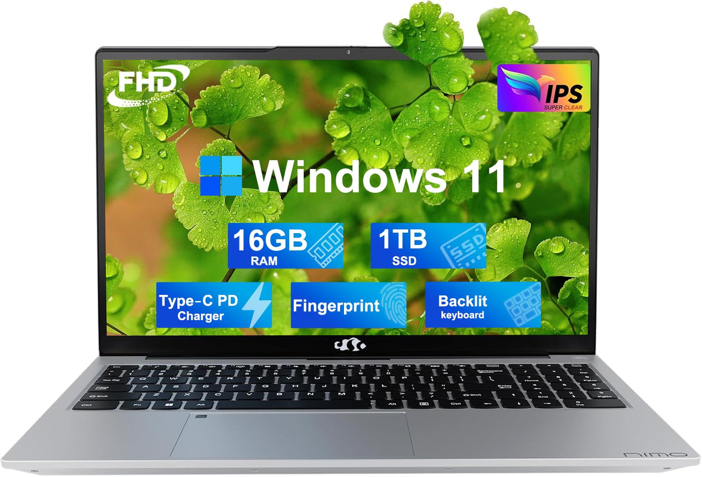 Nimo 15.6 Fhd Student Laptop, 16Gb Ram, 1Tb Ssd, Backlit Keyboard, Fingerprint, Intel Pentium Quad Core N100 (Beat To I3 1115G4,