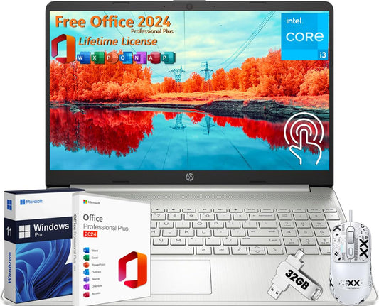 Hp Notebook Laptop For Business Student, 15.6'' Touchscreen, Office 2024 Lifetime License, Intel I3-1215U Cpu, 16 Gb Ram, 1 Tb S