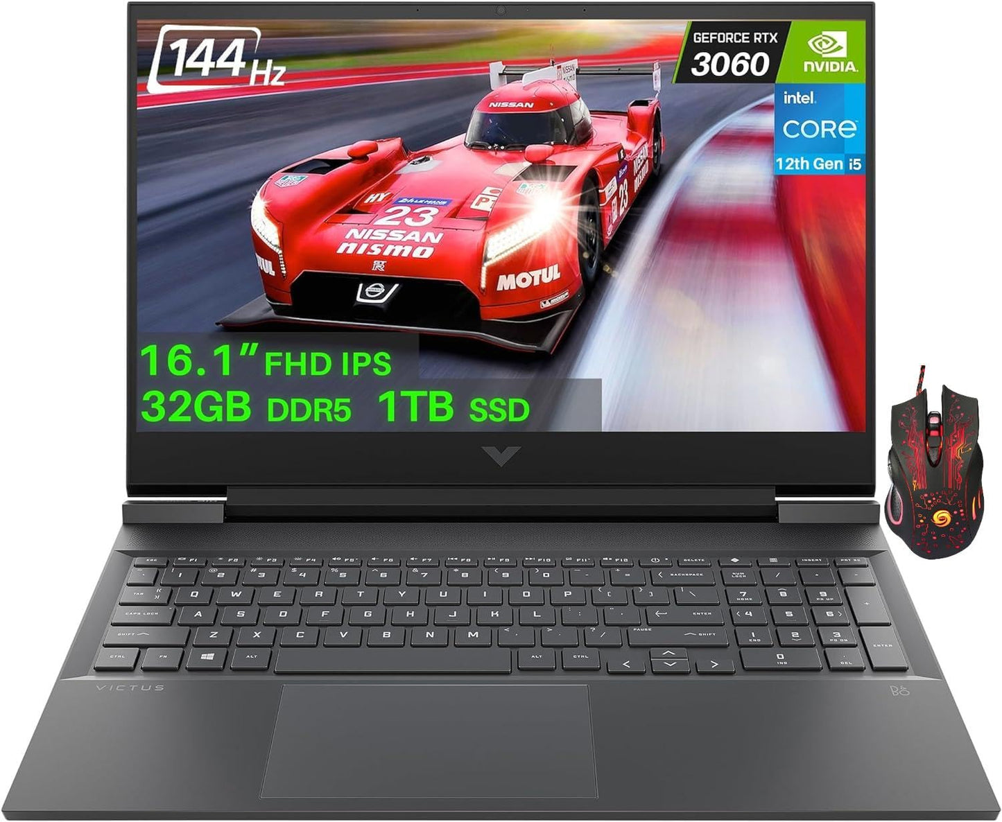 Hp 2024 Newest Victus Gaming Laptop, 16.1'' 144Hz Display, Intel 12-Core I5-12500H Processor, Nvidia Geforce Rtx 3060, 32Gb Ddr5