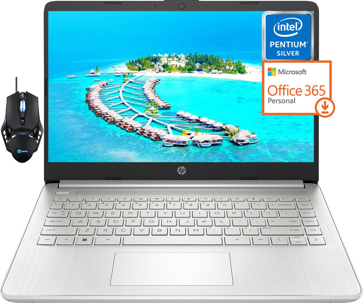 Hp 14 Portable Laptop Computer Student & Business, Quad-Core Intel Pentium Silver N5030 Processor, 8Gb Ram, 512Gb Ssd, 1-Year Mi