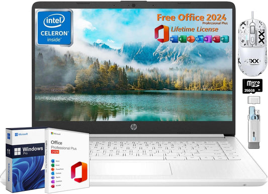 Hp 14'' Laptop For Students Business, With Office Pro 2024 Lifetime License, Intel N4120 Cpu, 8 Gb Ram, 320 Gb Storage(64 Gb Emm