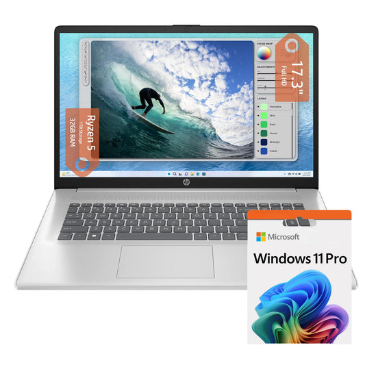 Hp Ultrabook 17 Laptop, Amd Ryzen 5 5500U 6-Cores Processor(Beat I7-1250U), 32Gb Ram, 1Tb Ssd And 512Gb External, Fingerprint Re