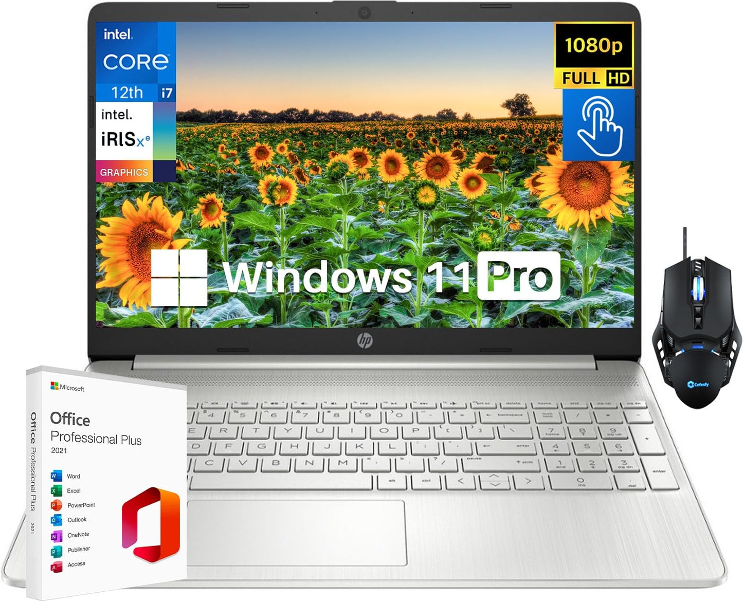 Hp Ultral Light Business Laptop, 15.6'' Fhd Touchscreen, Intel 12Th-Gen I7 Processor, Intel Iris Xe Graphics, 16 Gb Ram, 1 Tb Pc