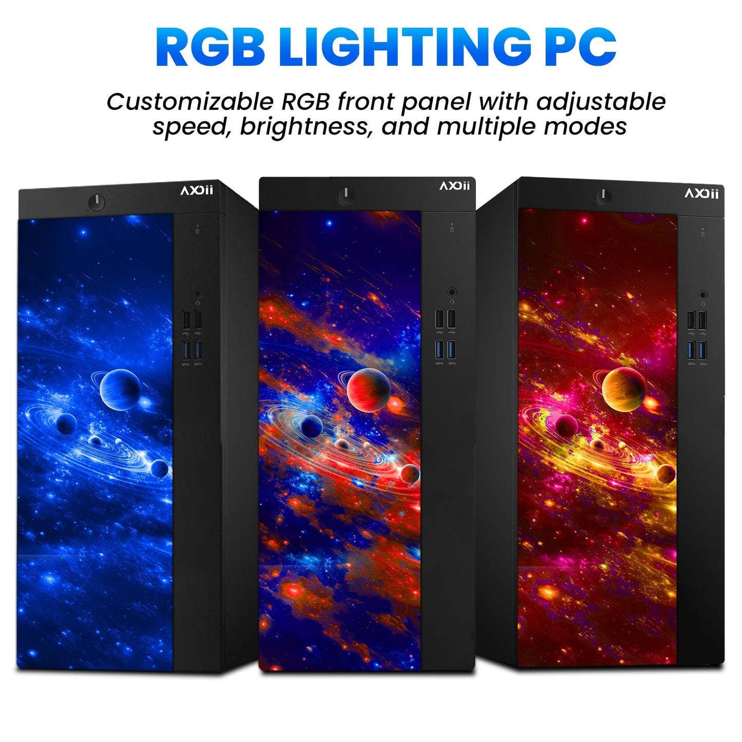 AXOII COSMOS RGB Gaming Desktop Computer PC, Intel Core I7  Processor, Graphics Card - RX 550 / GTX 1050 / GTX 1650 / RTX 3050, 32GB DDR4 RAM, 1TB SSD / NVMe SSD, Wi-Fi, Bluetooth - Windows10 Pro