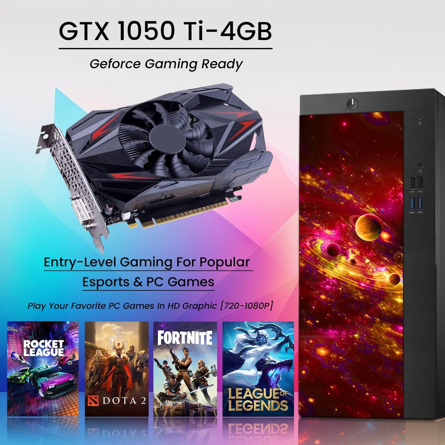 AXOII COSMOS RGB Gaming Desktop Computer PC, Intel Core I7  Processor, Graphics Card - RX 550 / GTX 1050 / GTX 1650 / RTX 3050, 32GB DDR4 RAM, 1TB SSD / NVMe SSD, Wi-Fi, Bluetooth - Windows10 Pro