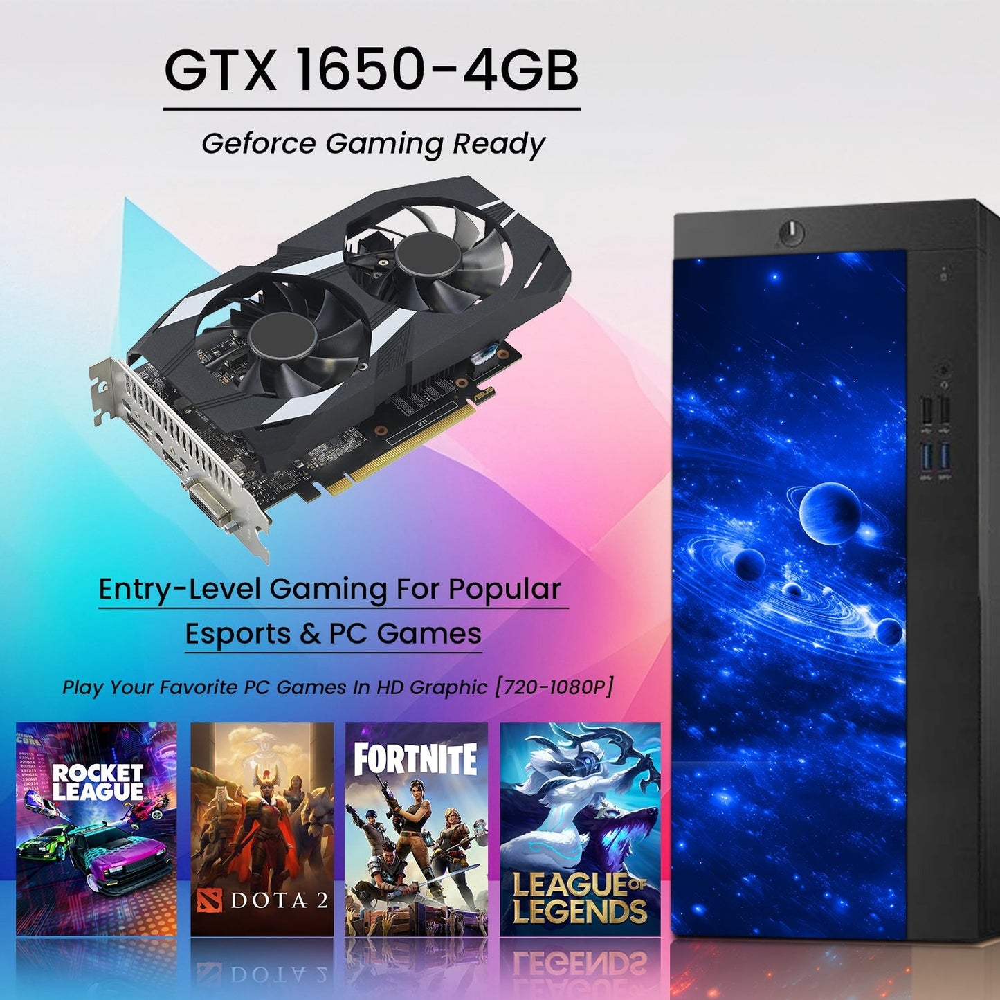 AXOII COSMOS RGB Gaming Desktop Computer PC, Intel Core I7  Processor, Graphics Card - RX 550 / GTX 1050 / GTX 1650 / RTX 3050, 32GB DDR4 RAM, 1TB SSD / NVMe SSD, Wi-Fi, Bluetooth - Windows10 Pro