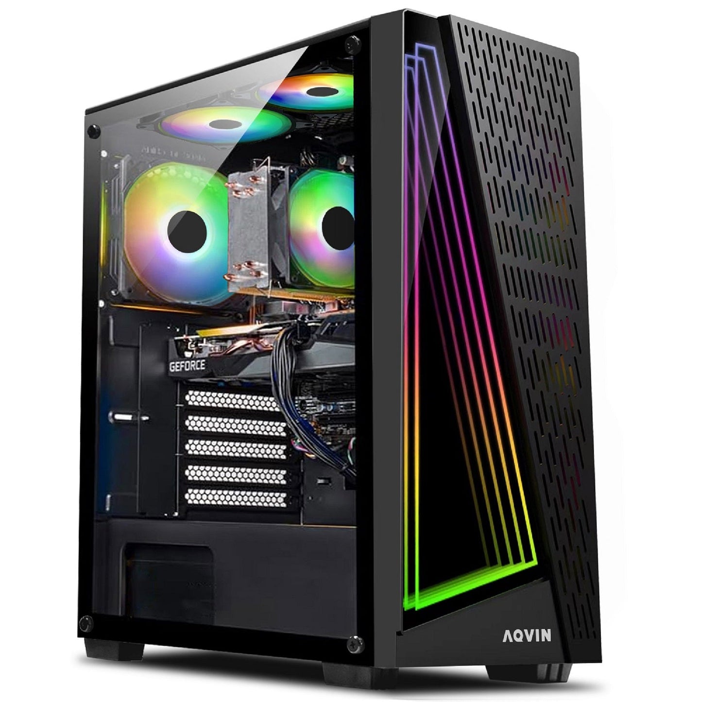 AQVIN Gaming PC Desktop Computer Tower, Intel Core i7 up to 4.60 GHz, 32GB DDR4 RAM, 1TB - 2TB SSD, RX 580, GTX 1660s, RTX 3050, RTX 3060, Windows 11 Pro, WIFI - RGB Keyboard and Mouse