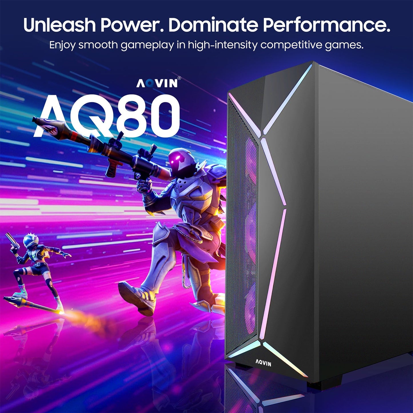 AQVIN AQ80 Gaming Desktop Computer PC Tower - Intel Core i7 - 8700 Processor Up to 4.60 GHz, GeForce GTX 1650/1660 | RTX 3050/4060/5060 Graphics Card, 32GB DDR4 RAM, 1TB SSD - 2TB SSD, Windows 11 Pro, Gaming Keyboard and Mouse
