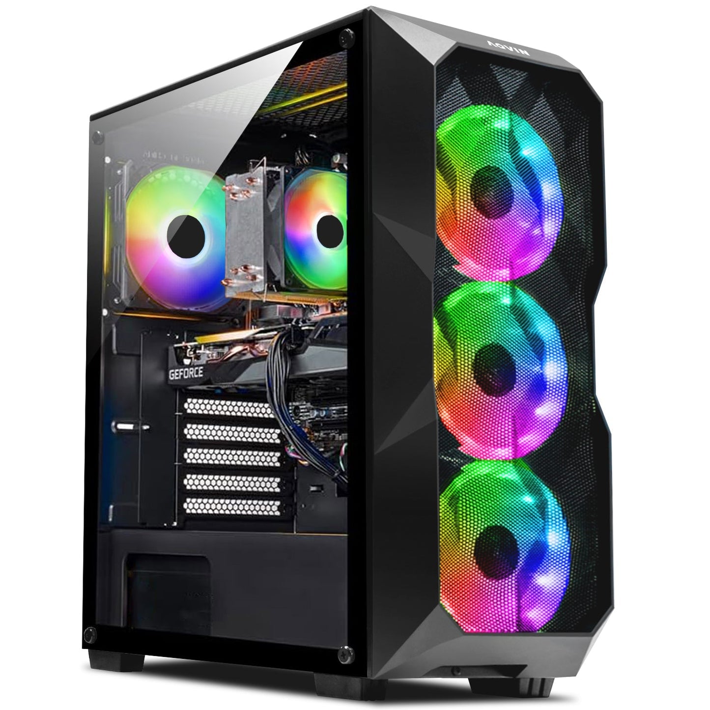 AQVIN Gaming PC Desktop Computer Tower, Intel Core i7 up to 4.60 GHz, 32GB DDR4 RAM, 1TB - 2TB SSD, RX 580, GTX 1660s, RTX 3050, RTX 3060, Windows 11 Pro, WIFI - RGB Keyboard and Mouse