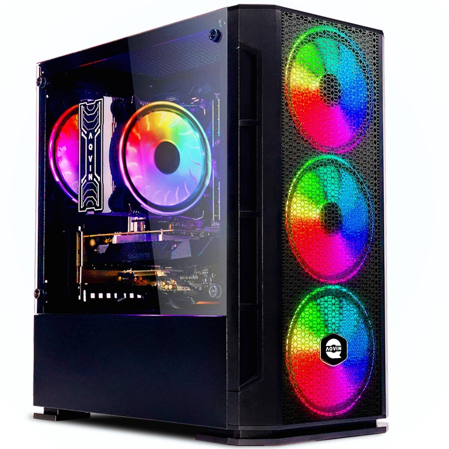 AQVIN Gaming PC Desktop Computer Tower, Intel Core i7 up to 4.60 GHz, 32GB DDR4 RAM, 1TB - 2TB SSD, RX 580, GTX 1660s, RTX 3050, RTX 3060, Windows 11 Pro, WIFI - RGB Keyboard and Mouse