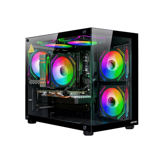 AQVIN NEON Windows 11 Pro Mini Gaming PC - NVIDIA Graphics GeForce RTX 3050 6GB GDDR6, Intel Core i7 - 8th Gen Up to 4.60 GHz Processor, 32GB DDR4 RAM, 1TB NVMe SSD - 2TB NVMe SSD, RGB Keyboard Mouse