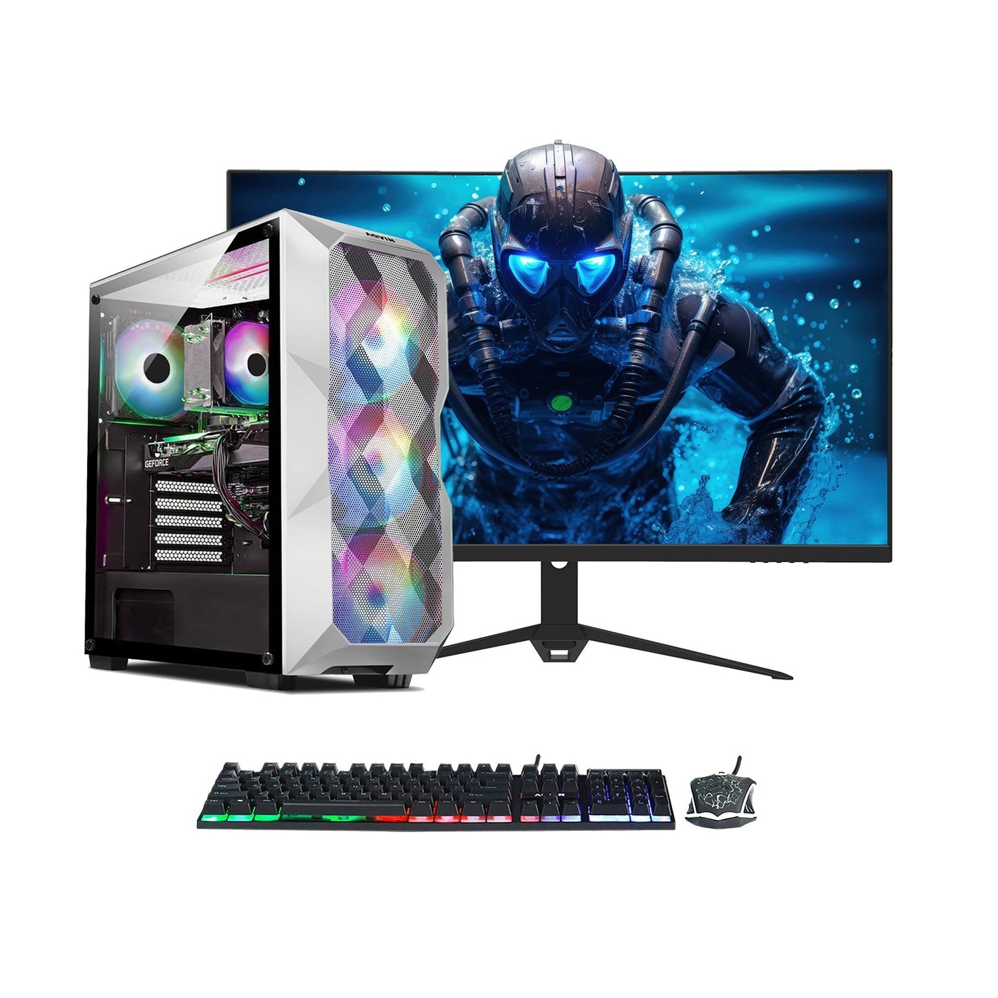 AQVIN AQW70/ AQB70 Gaming PC Tower - 27 inch Curved Gaming Monitor (Intel Core i7 Processor/ 32GB DDR4 RAM/ 1TB - 2TB SSD/ GeForce RTX 3050, 3060, 4060 GPU/ Windows 11 Pro) WiFi Ready