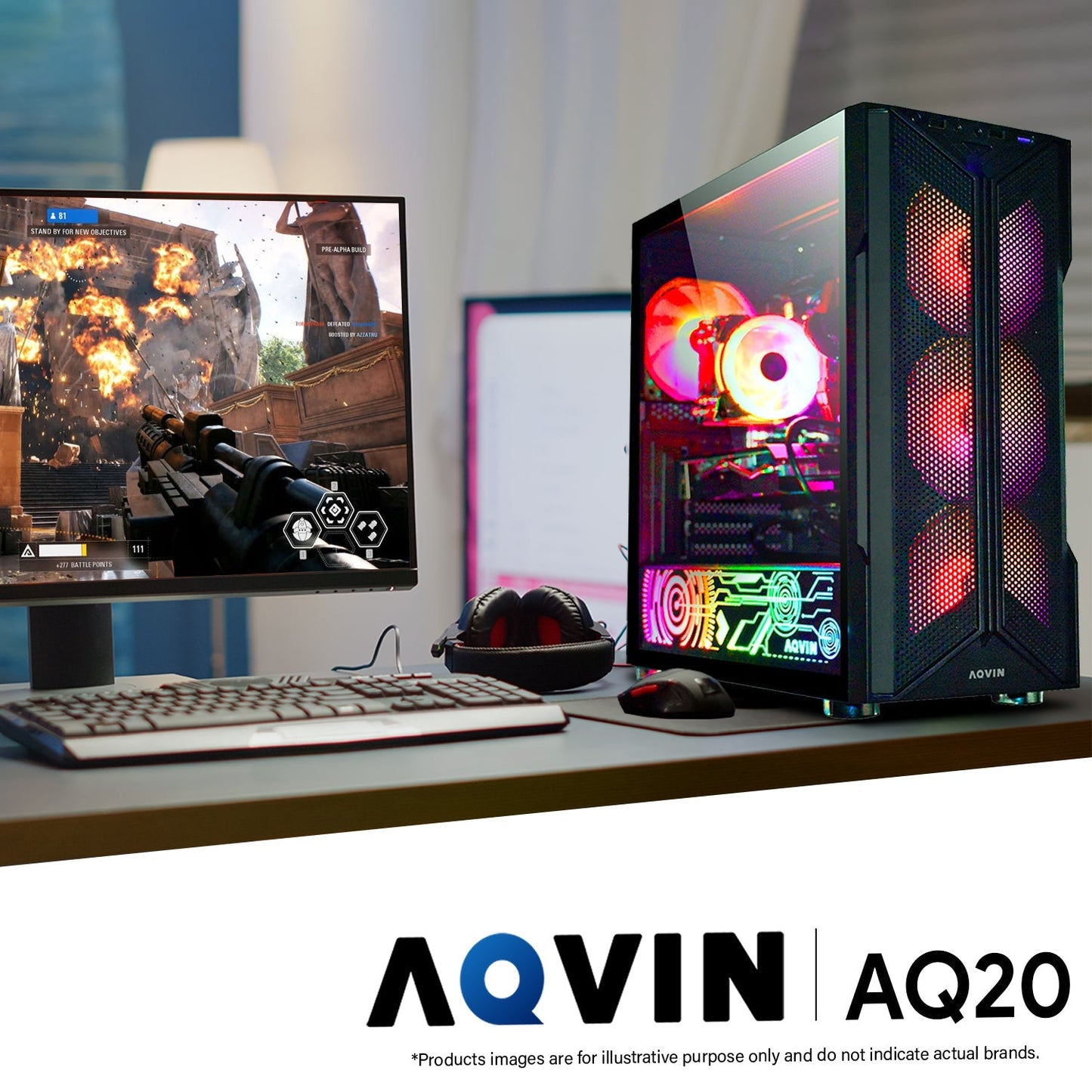 AQVIN-AQ20 Tower Gaming Desktop Computer PC, Intel Core i7 processor, 32GB RAM, 1TB - 2TB SSD, GeForce GTX 1660S/ RTX 3050/3060/4060,5060 Windows 11 Pro, Gaming Keyboard & Mouse