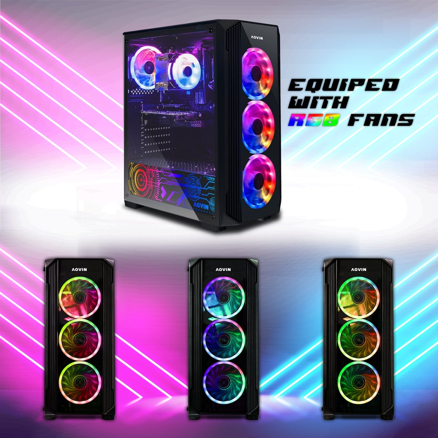AQVIN Z-Force Gaming Desktop Tower Computer - RGB (Intel Core i7 up to 4.60 GHz/ 1TB - 2TB SSD (fast boot)/ 32GB DDR4 RAM/ RTX 3050,3060, 4060/ Windows 11 Pro/ Gaming Keyboard and Mouse) WIFI