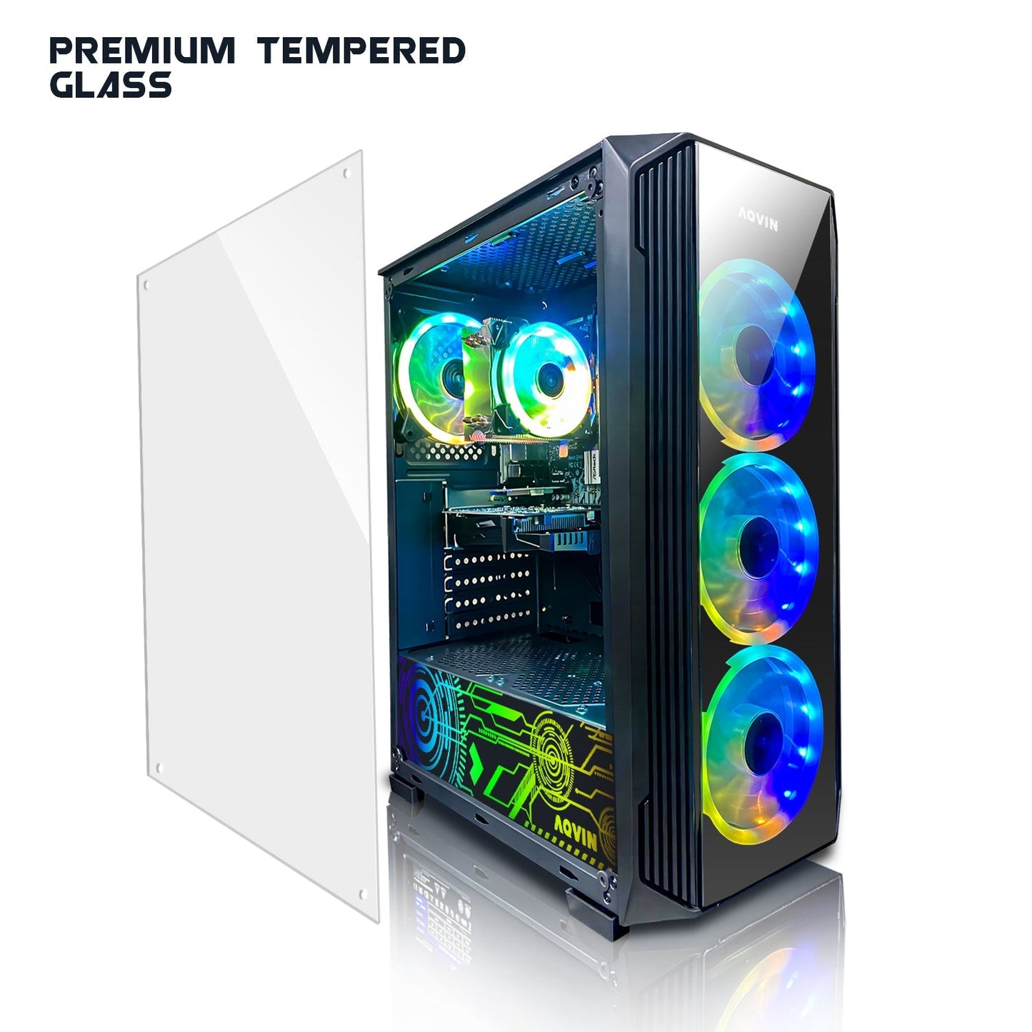 AQVIN Z-Force Gaming Desktop Tower PC/ Intel Core i7 up to 4.60 GHz Processor/ RX 580, GTX 1660s, RTX 3050, 3060, 4060, 5060/ 32GB DDR4 RAM/ 512GB - 2TB SSD/ WIFI/ Windows 11 Pro