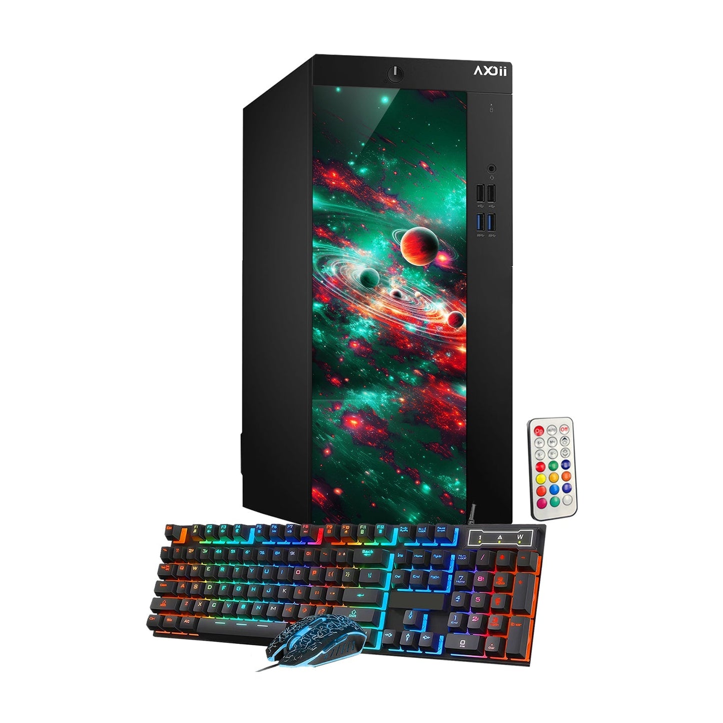 AXOII COSMOS RGB Gaming Desktop Computer PC, Intel Core I7  Processor, Graphics Card - RX 550 / GTX 1050 / GTX 1650 / RTX 3050, 32GB DDR4 RAM, 1TB SSD / NVMe SSD, Wi-Fi, Bluetooth - Windows10 Pro