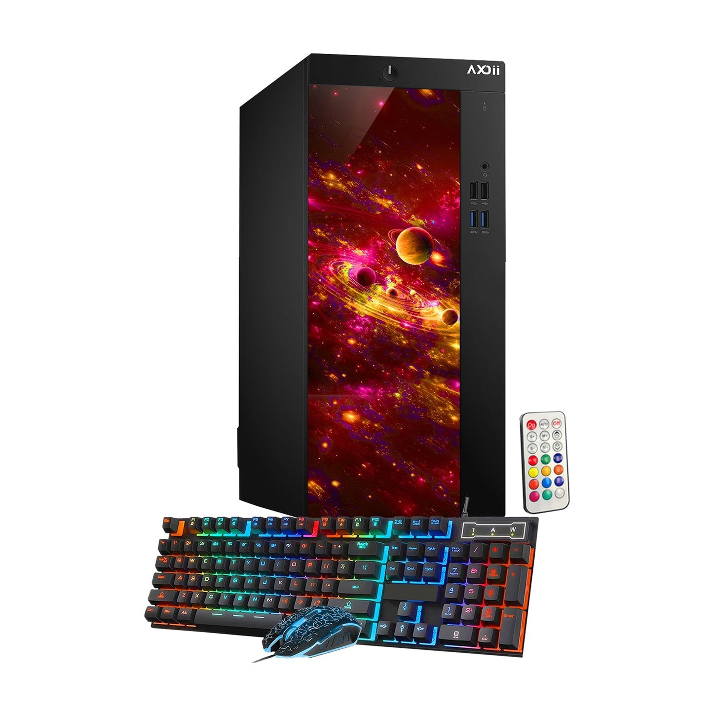 AXOII COSMOS RGB Gaming Desktop Computer PC, Intel Core I7  Processor, Graphics Card - RX 550 / GTX 1050 / GTX 1650 / RTX 3050, 32GB DDR4 RAM, 1TB SSD / NVMe SSD, Wi-Fi, Bluetooth - Windows10 Pro
