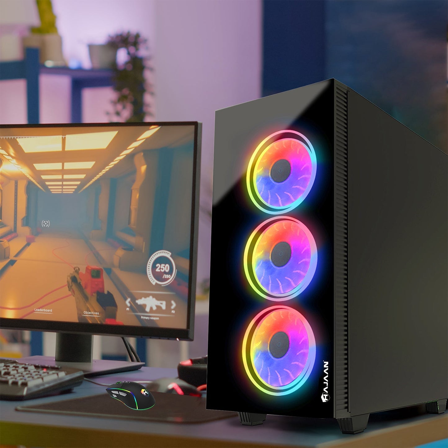 HAJAAN Gaming PC | 32” Inch Curved Gaming Monitor | Intel Core i7 Processor | GeForce RTX 4060 | Wi-Fi Ready | Windows 11 Pro