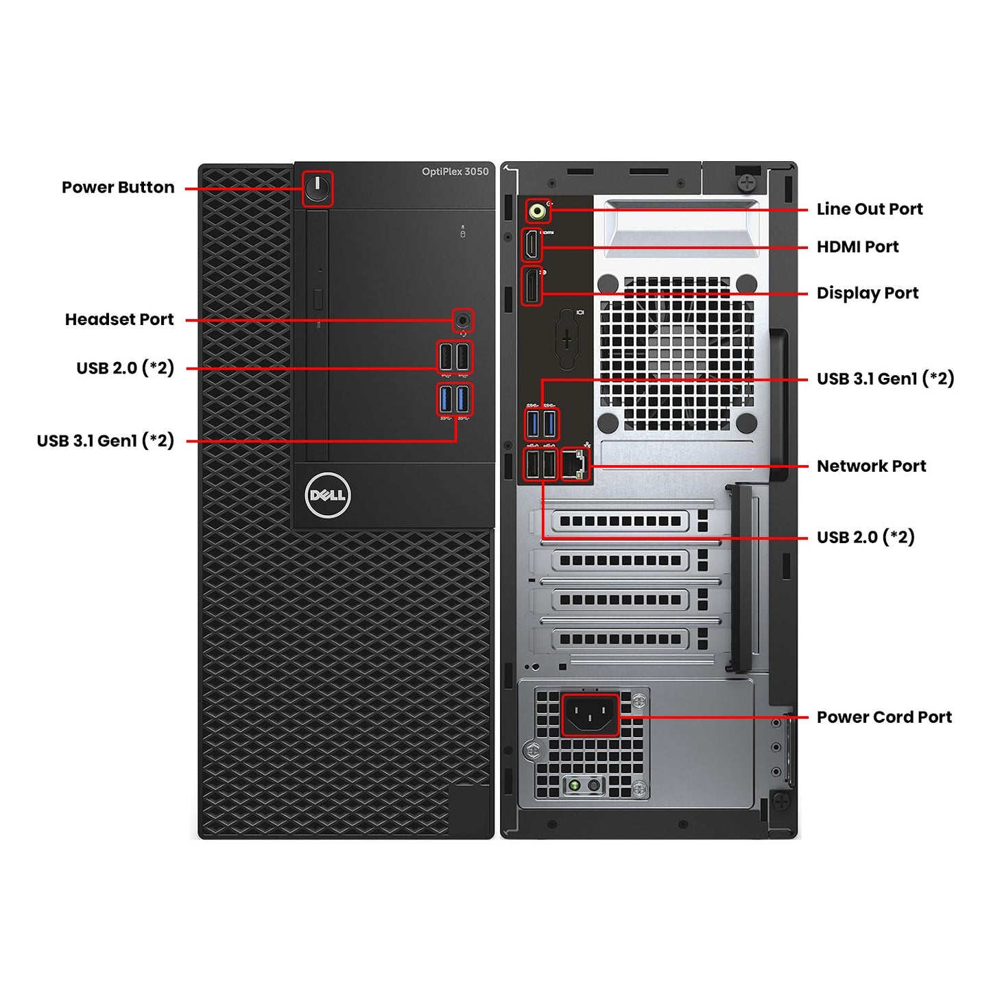 Dell OptiPlex 3050 Tower Business Desktop Computer PC - Intel Core i7 - 7th Gen up to 4.20 GHz, 16GB - 32GB DDR4 RAM, 512GB - 2TB SSD, Windows 10 Pro, New 24 inch Flat Screen - Refurbished