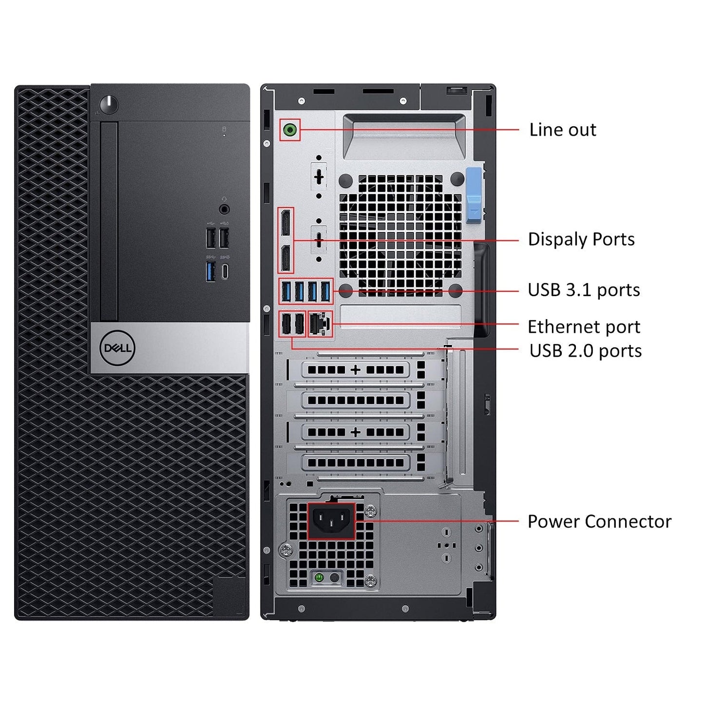 Gaming PC Dell OptiPlex Tower Windows 11 Pro Computer - GeForce RTX 3050 6GB (Intel Hexa-Core i5/ i7 CPU/ 16GB - 32GB DDR4 RAM/ 512GB - 2TB NVMe SSD/ RGB Gaming Keyboard) - Refurbished