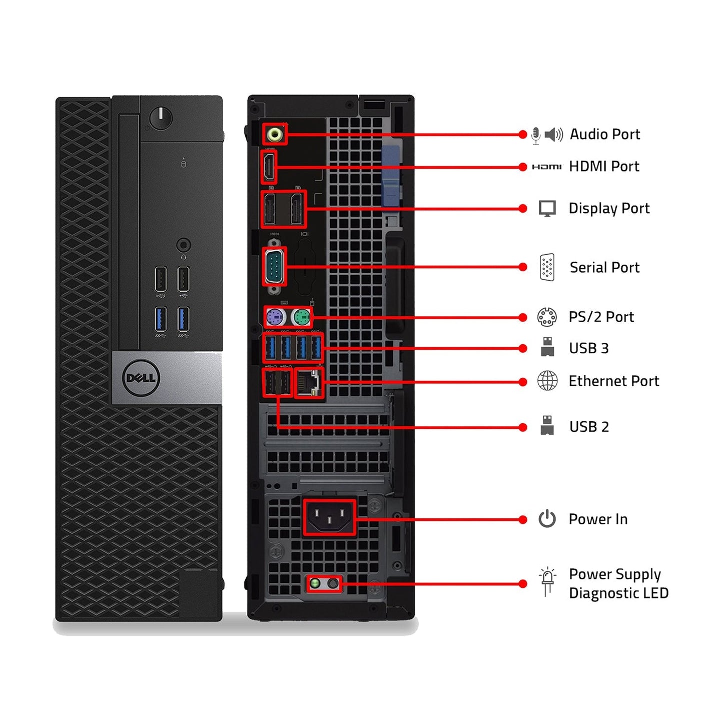 Desktop PC Dell OptiPlex SFF Computer (Intel Core i7 up to 4.00 GHz Processor| 16GB - 32GB DDR4 RAM| 256GB -2TB SSD| Windows 10 Pro| New 24 inch FHD Monitor| HDMI| WIFI) - Refurbished