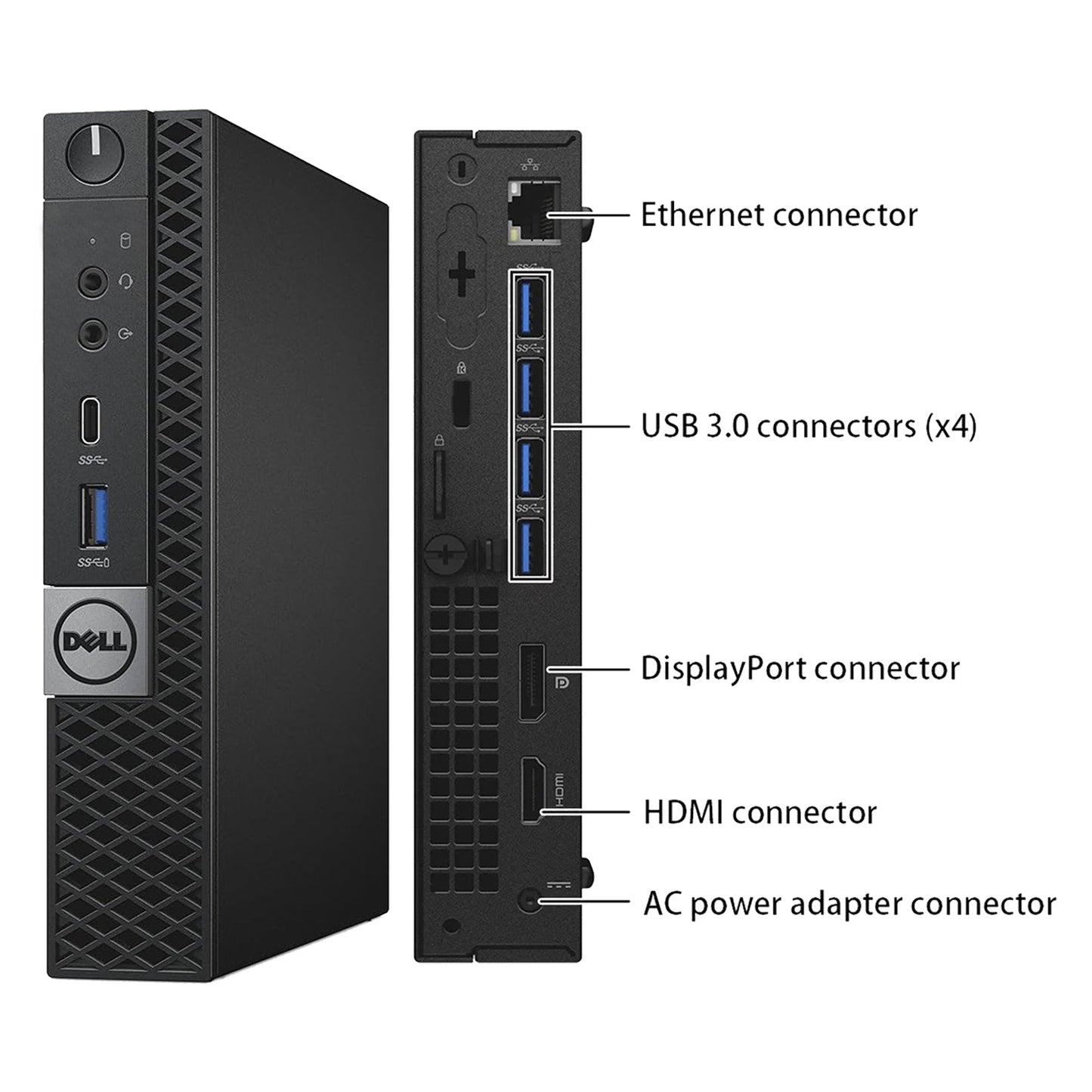 Dell OptiPlex 7050 Tiny Desktop Computer PC - Black (Intel Core i5 - i7 7th Gen/ 16GB - 32GB DDR4 RAM/ 512GB - 2TB SSD/ Windows 10 Pro/ Wireless keyboard Mouse/ HDMI/ WIFI/ Bluetooth) - Refurbished