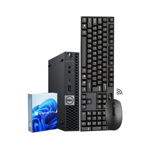 Dell OptiPlex 7070 Tiny Desktop Computer PC, Intel Core i5 - 9th Gen up to 3.70 GHz Processor, 16GB - 32GB DDR4 RAM, 256GB - 1TB SSD, Windows 11 Pro, Wireless Keyboard and Mouse - Refurbished