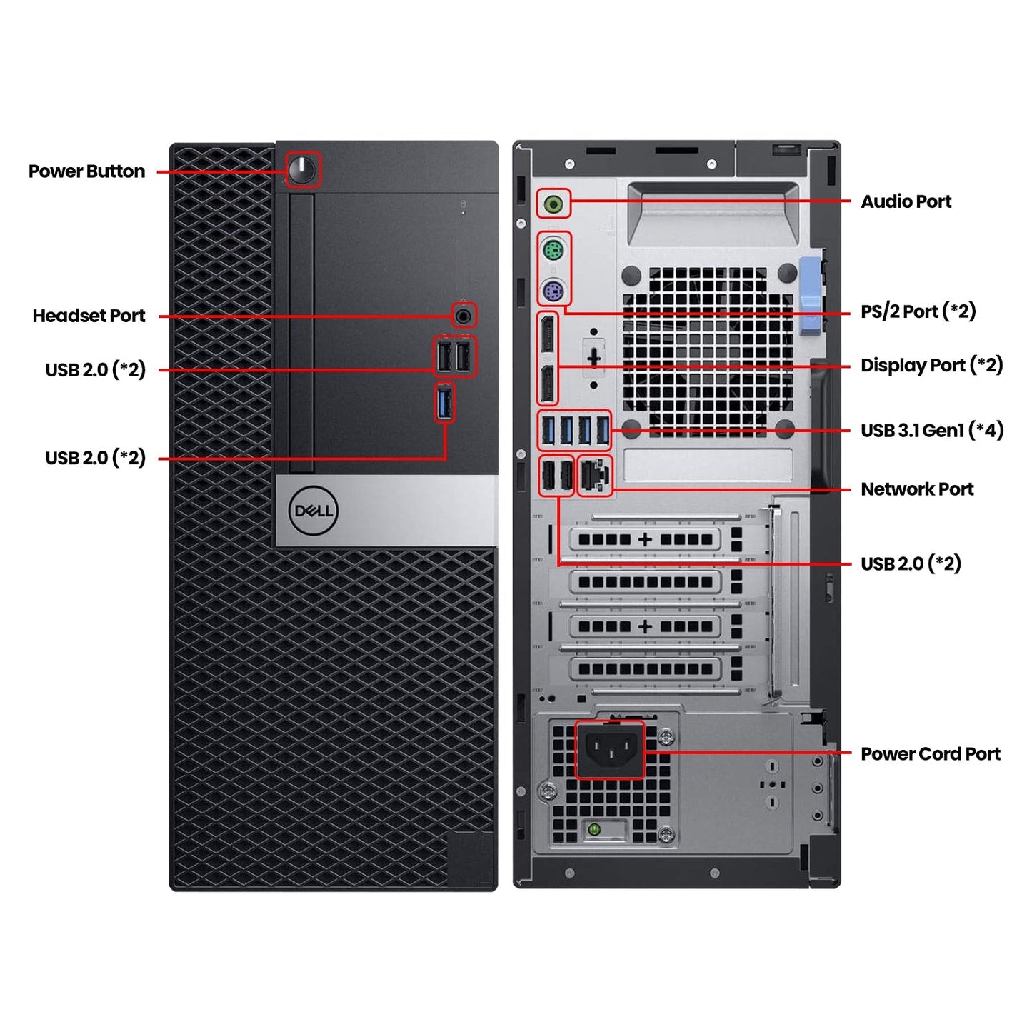 Dell OptiPlex 7070 Tower High Performance Business PC, Intel  i5 - 8th Gen / 9th Gen Processor, 16GB - 32GB DDR4 RAM, 512GB - 2TB SSD, OS - Windows 11 Pro, Built-in WiFi - Refurbished