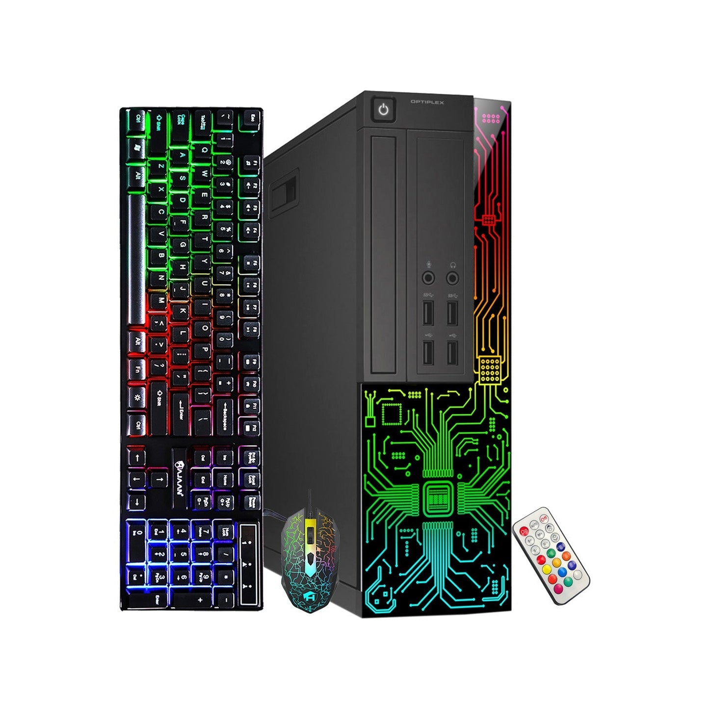 Dell OptiPlex Gaming Desktop Computer with Customized RGB Lights Intel i7 Quad-Core Processor 16GB RAM 512GB -1TB SSD Win 10 Pro WIFI, Gaming PC Keyboard & Mouse - Refurbished