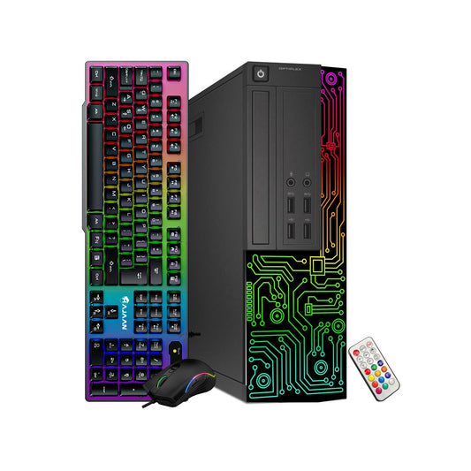 Dell OptiPlex Desktop Customized RGB Lights Computer Intel i5 Quad-Core Processor 8GB RAM 512GB SSD Win 10 Pro WIFI, Gaming PC Keyboard & Mouse - Refurbished
