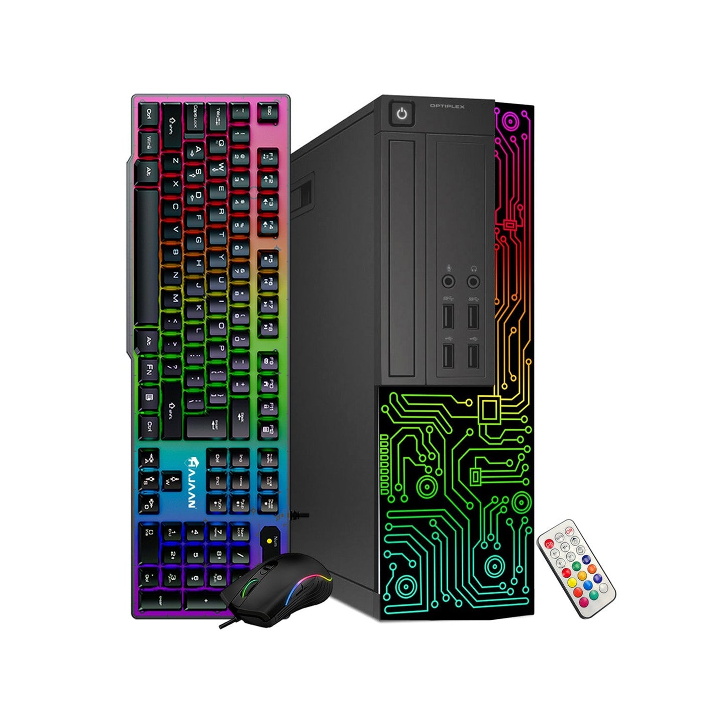 Dell OptiPlex Gaming Desktop Computer with Customized RGB Lights Intel i5 Quad-Core Processor 16GB RAM 512GB -1TB SSD Win 10 Pro WIFI, Gaming PC Keyboard & Mouse - Refurbished