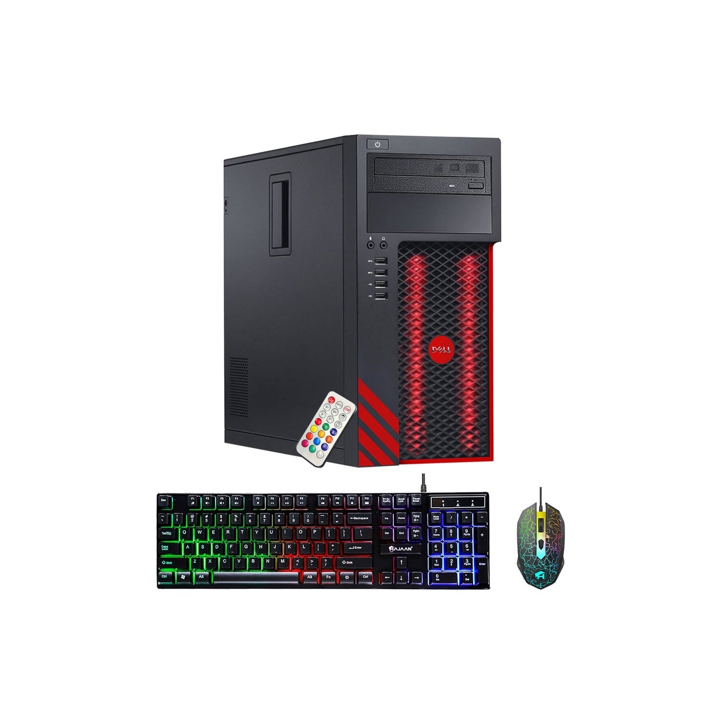 Gaming PC Dell Precision Tower Computer with RGB Lights | Intel Quad Core i5-6500/ i7-6700 | 16GB RAM - 512GB/ 1TB SSD | GT 1030/GTX1050Ti/RX550/GTX1650/RTX3050 | Wi-Fi | Windows 10 - Refurbished