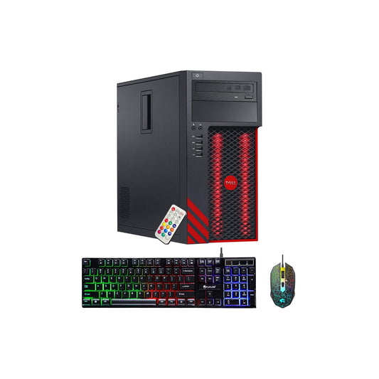 Gaming PC Dell Precision Tower Computer with RGB Lights | Intel Quad Core i5-6500/ i7-6700 | 16GB RAM - 512GB/ 1TB SSD | GT 1030/GTX1050Ti/RX550/GTX1650/RTX3050 | Wi-Fi | Windows 10 - Refurbished