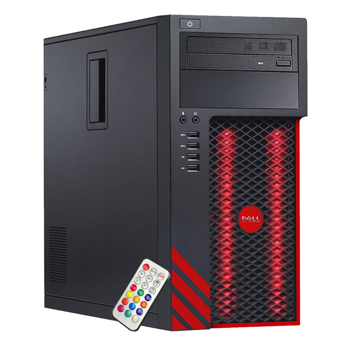 Gaming PC Dell Precision Tower Computer with RGB Lights | Intel Quad Core i5-6500/ i7-6700 | 16GB RAM - 512GB/ 1TB SSD | GT 1030/GTX1050Ti/RX550/GTX1650/RTX3050 | Wi-Fi | Windows 10 - Refurbished