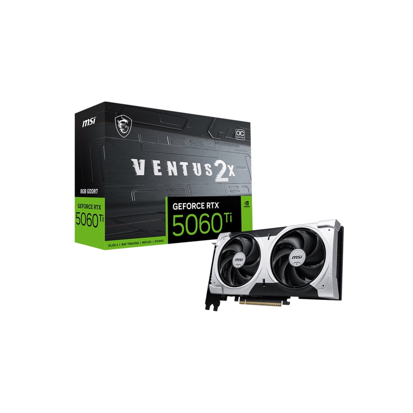 MSI GeForce RTX 5060 Ti 8G VENTUS 2X OC PLUS Graphics Card, 8GB GDDR7, 128-Bit Memory, Dual-Fan Thermal Design With StormForce Fan, Display Port / HDMI - (G506T-8V2CP)