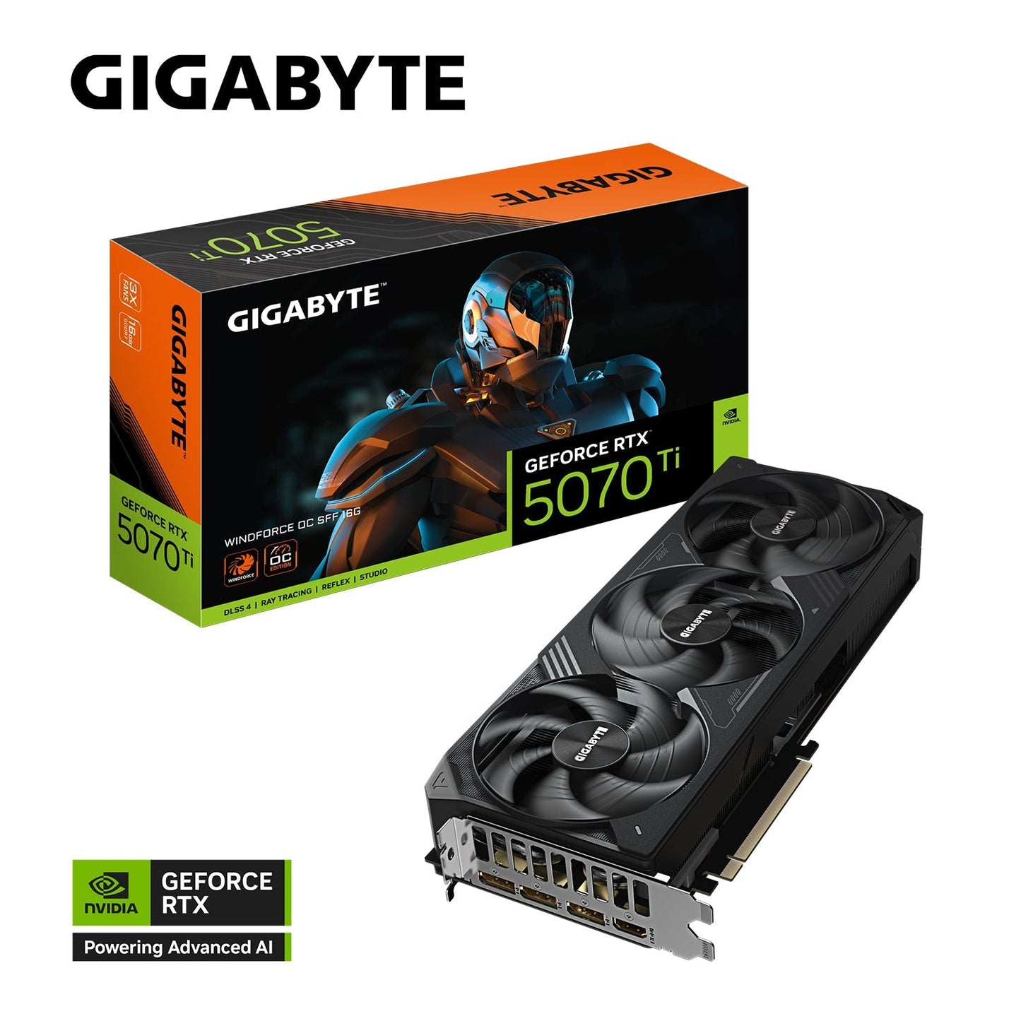 GIGABYTE GeForce RTX 5070 Ti WINDFORCE OC SFF 16G Graphics Card, 16GB GDDR7, 256-Bit Memory, Hawk Fan, 3x Display Port / HDMI - (GV-N507TWF3OC-16GD)