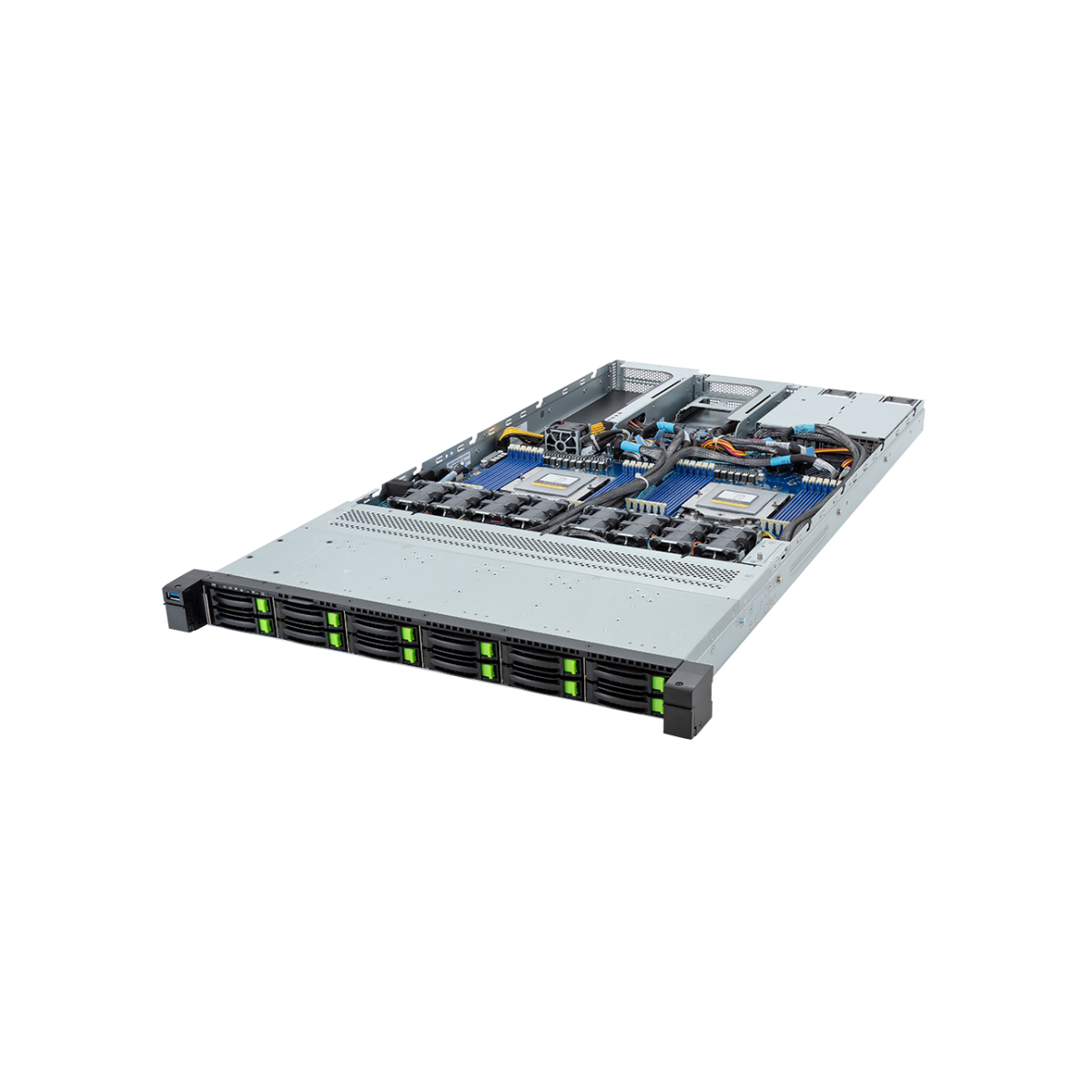 R183-ZF1-AAJ1 Gigabyte Server, 2 x AMD EPYC 9124, 8 x 16GB RAM, 1 x 960GB NVMe SSD, 2 x 3.2TB NVMe SSD - NEW
