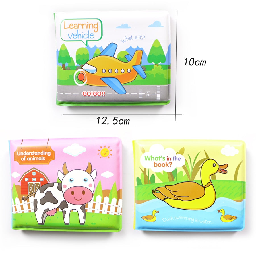Soft Baby EVA Cartoon Bath Books with BB Whistle Early Educational Bathroom Toys Activity Waterproof Pages Baby Book for Toddler