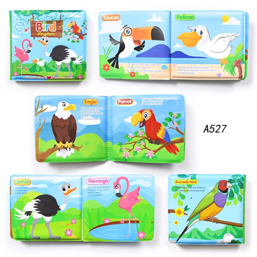 Soft Baby EVA Cartoon Bath Books with BB Whistle Early Educational Bathroom Toys Activity Waterproof Pages Baby Book for Toddler