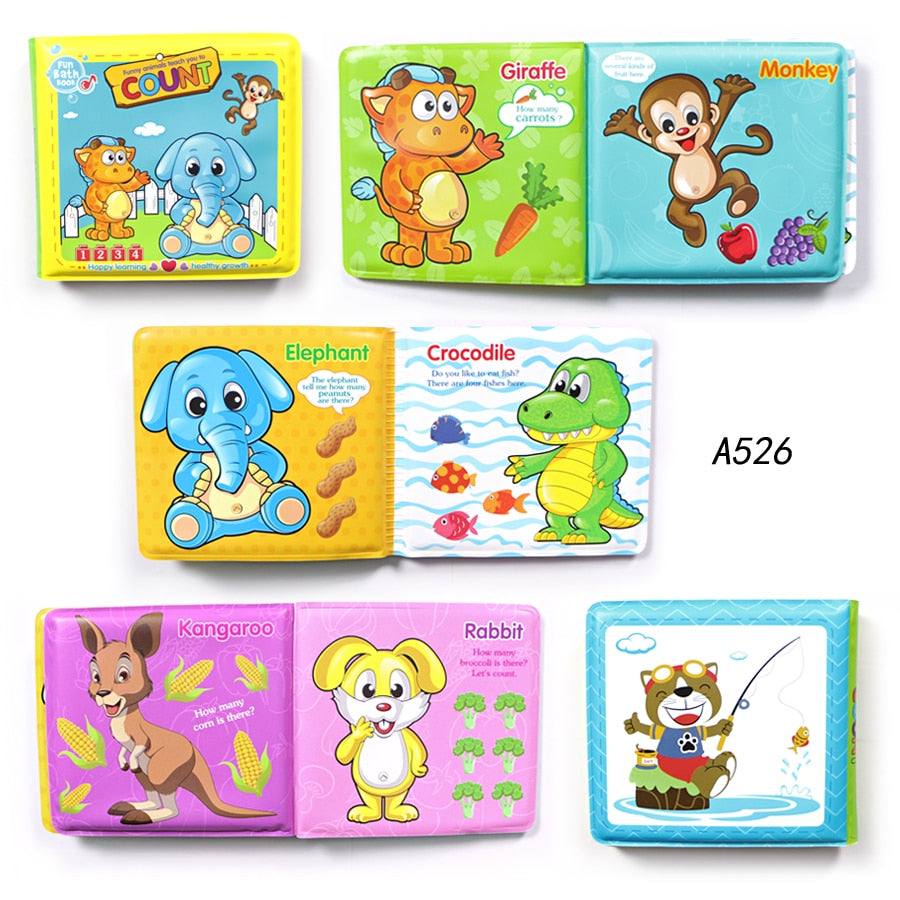 Soft Baby EVA Cartoon Bath Books with BB Whistle Early Educational Bathroom Toys Activity Waterproof Pages Baby Book for Toddler