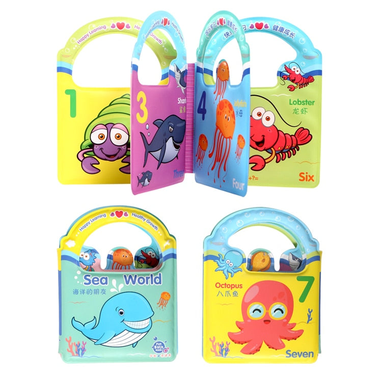 Soft Baby EVA Cartoon Bath Books with BB Whistle Early Educational Bathroom Toys Activity Waterproof Pages Baby Book for Toddler