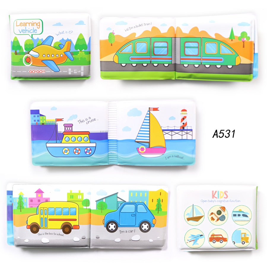 Soft Baby EVA Cartoon Bath Books with BB Whistle Early Educational Bathroom Toys Activity Waterproof Pages Baby Book for Toddler