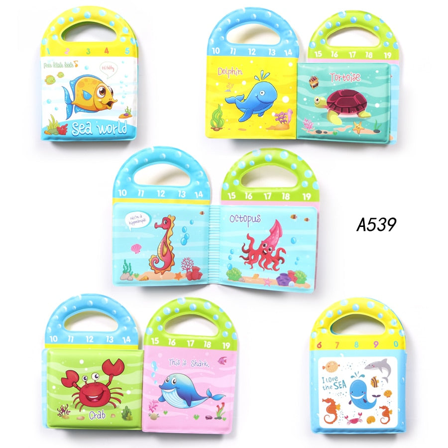 Soft Baby EVA Cartoon Bath Books with BB Whistle Early Educational Bathroom Toys Activity Waterproof Pages Baby Book for Toddler