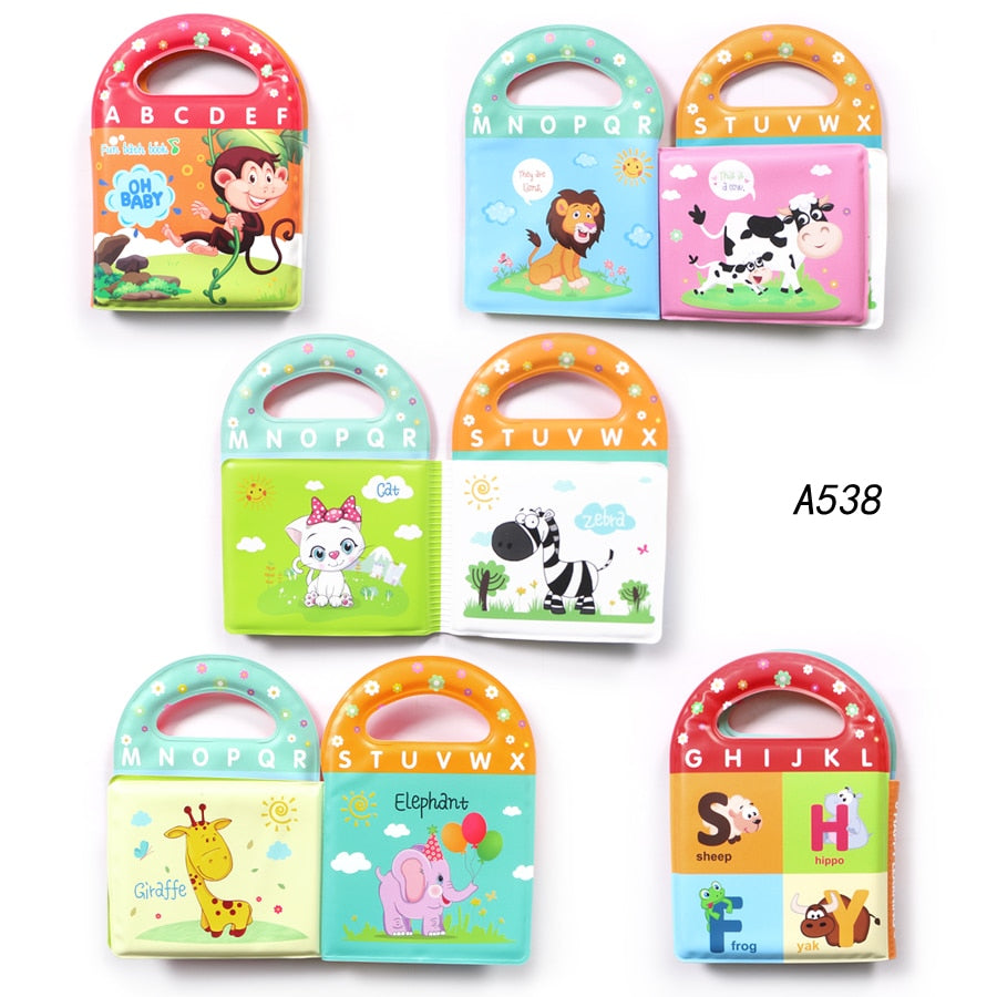 Soft Baby EVA Cartoon Bath Books with BB Whistle Early Educational Bathroom Toys Activity Waterproof Pages Baby Book for Toddler