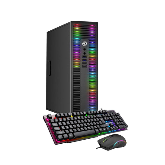 Custom Built RGB Lights - HP EliteDesk Desktop Computer Intel Core i5 - 6500, 3.2 GHz 8GB RAM 512GB SSD Win 10 Pro WIFI, Gaming PC Keyboard & Mouse - Refurbished
