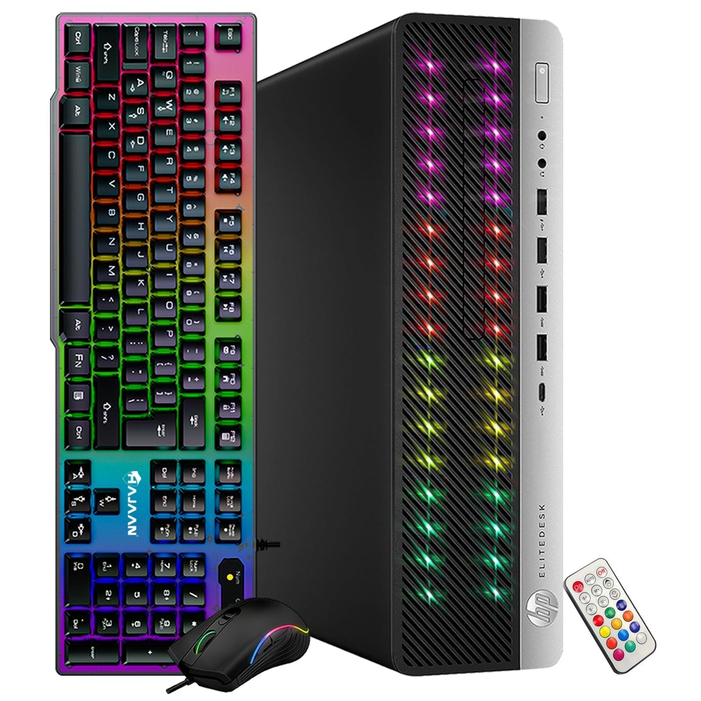 HP EliteDesk RGB Computer Desktop PC, Intel Core i5-6500, 16GB RAM, 2TB NVME SSD, Gaming Keyboard & Mouse, WiFi+ Bluetooth, Windows 10 Pro -Refurbished