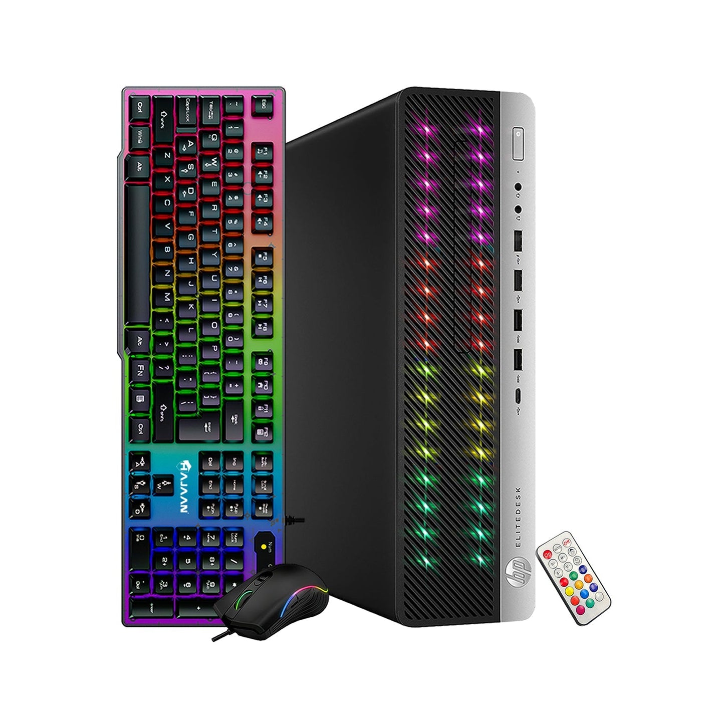 HP EliteDesk RGB Computer Desktop PC, Intel Core i7-6700, 16GB RAM, 2TB NVME SSD, Gaming Keyboard & Mouse, WiFi+ Bluetooth, Windows 10 Pro -Refurbished