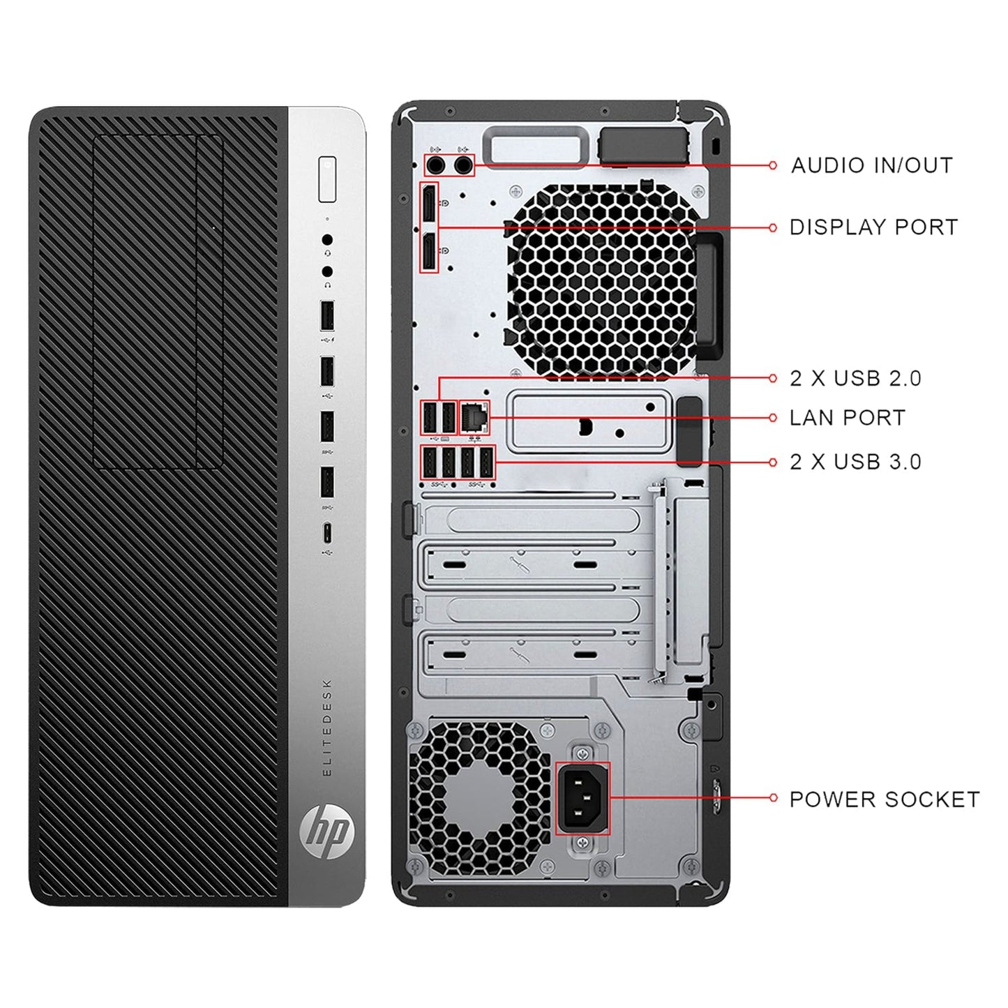 HP EliteDesk 800 G3 Desktop Tower High Performance PC (Intel Core i5 7th Gen Processor / 16GB - 32GB DDR4 RAM / 512GB - 2TB SSD / Windows 10 Pro) Wireless Keyboard and Mouse - Refurbished
