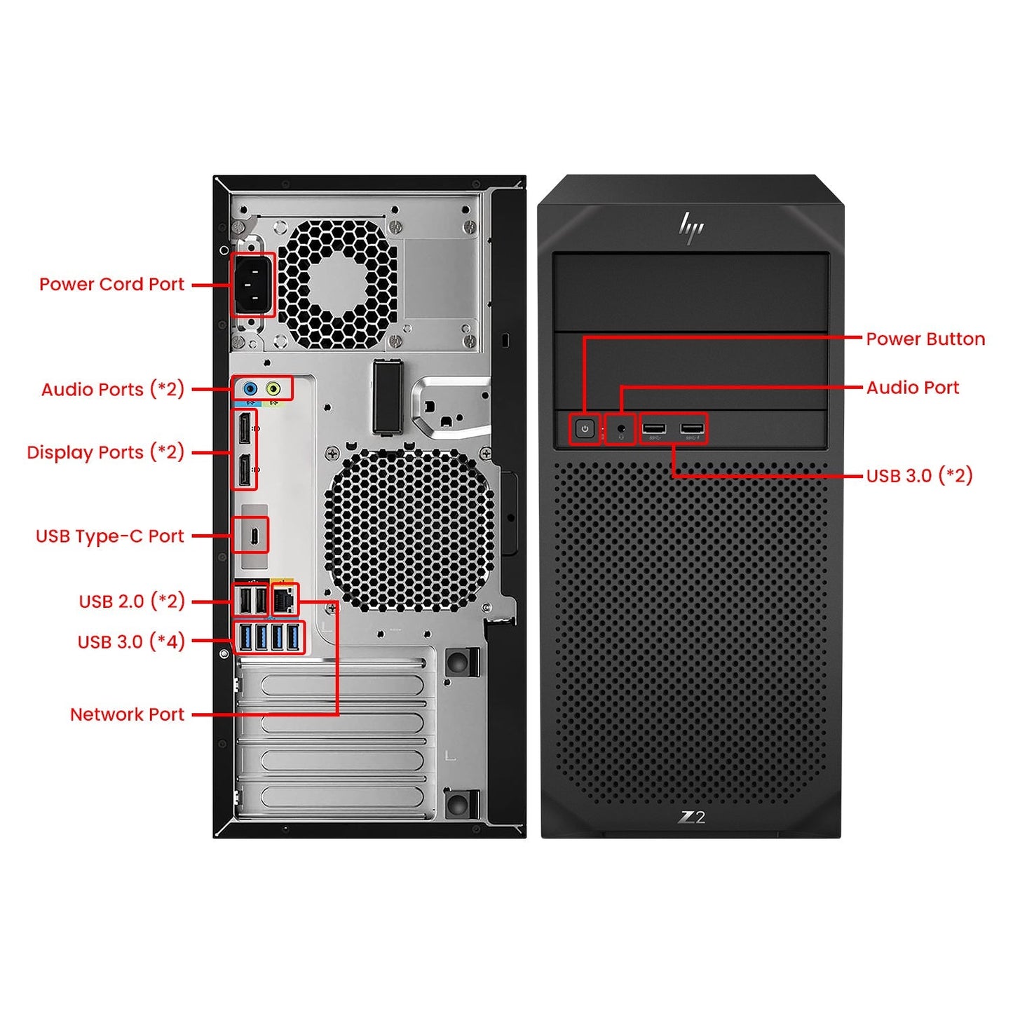 HP Z2 G4 Tower High Performance Workstation PC, Intel Core i5/i7 - 8th Gen CPU Processor, 16GB - 32GB DDR4 RAM, 512GB - 2TB SSD, OS - Windows 11 Pro, Wireless Keyboard and Mouse - Refurbished